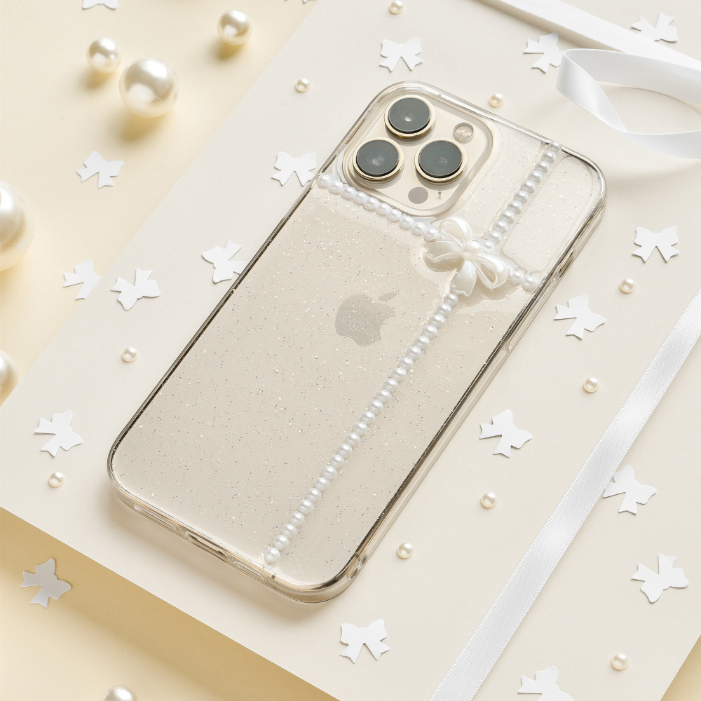 Clear Pearl Bow iPhone Case | Phone Cases