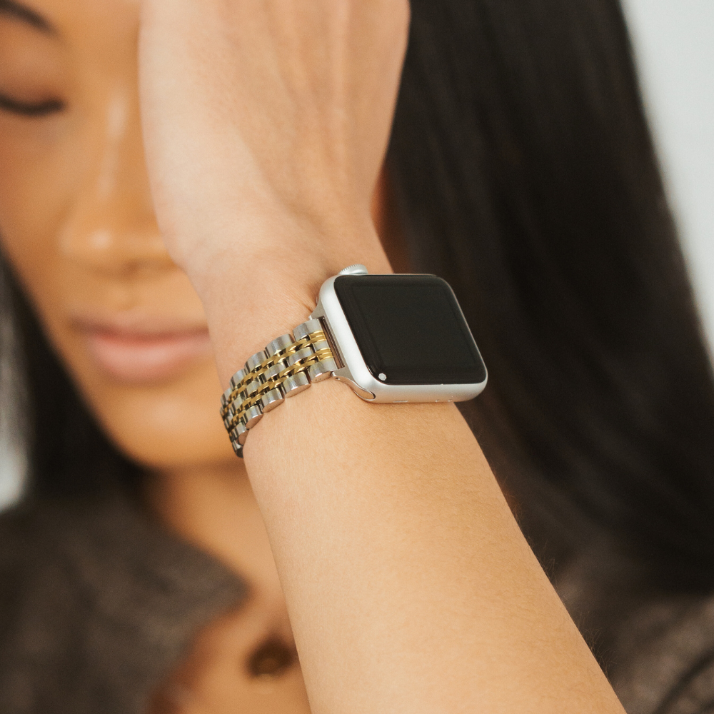 Slim Stainless Steel Apple Watch Strap - Silver & Gold | Watch