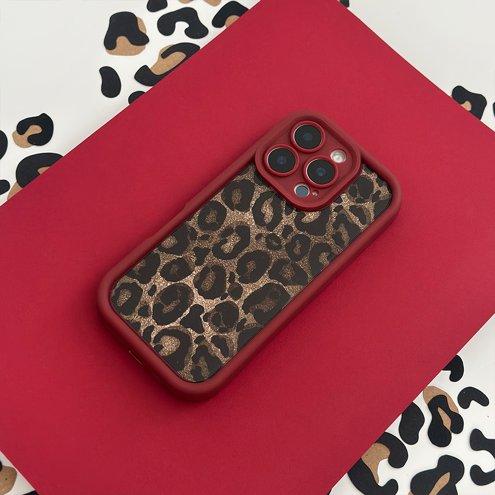 Burgundy Leopard Phone Case, iPhone 14 Plus