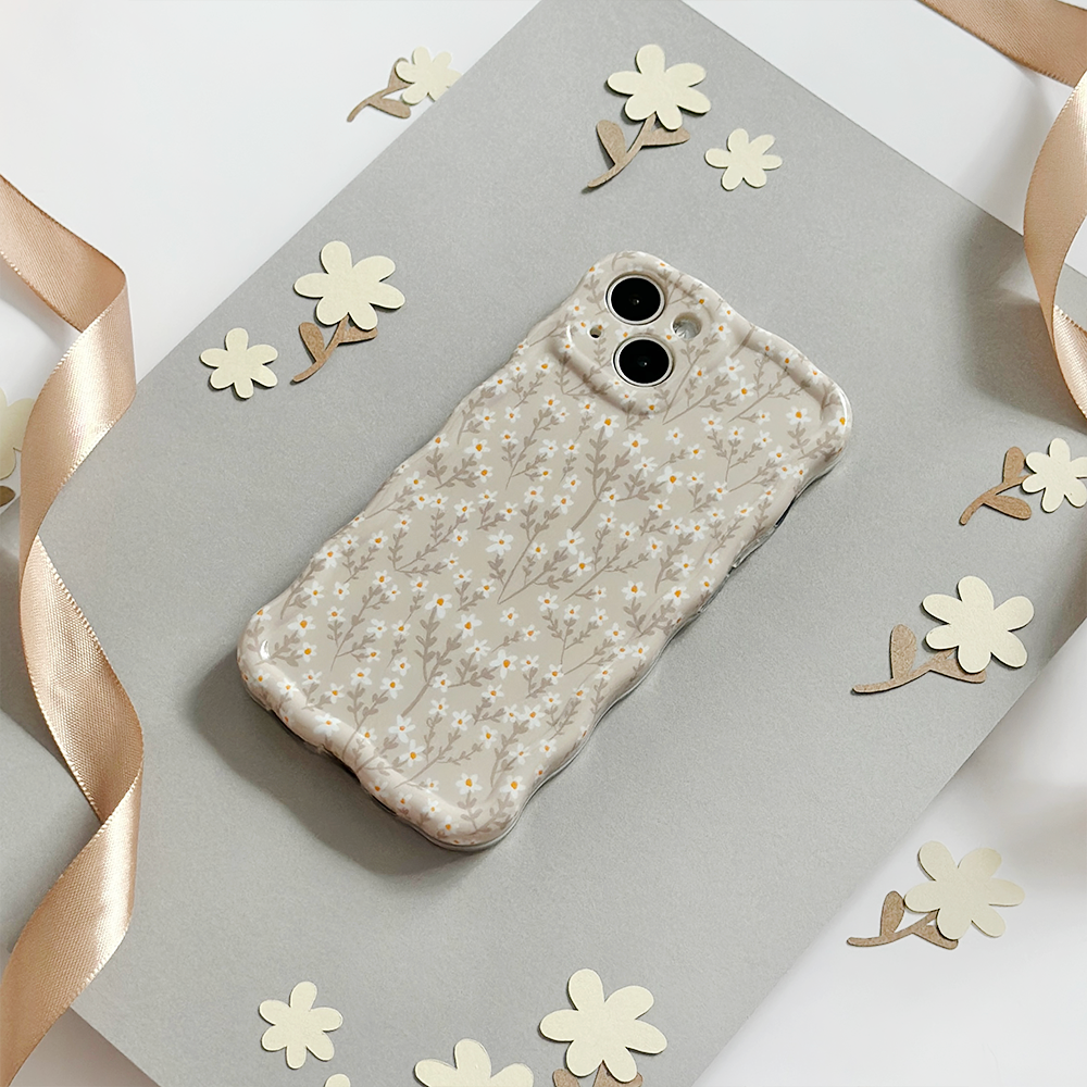 Wavy Phone Case - Nude Flowers, iPhone 14 Pro Max