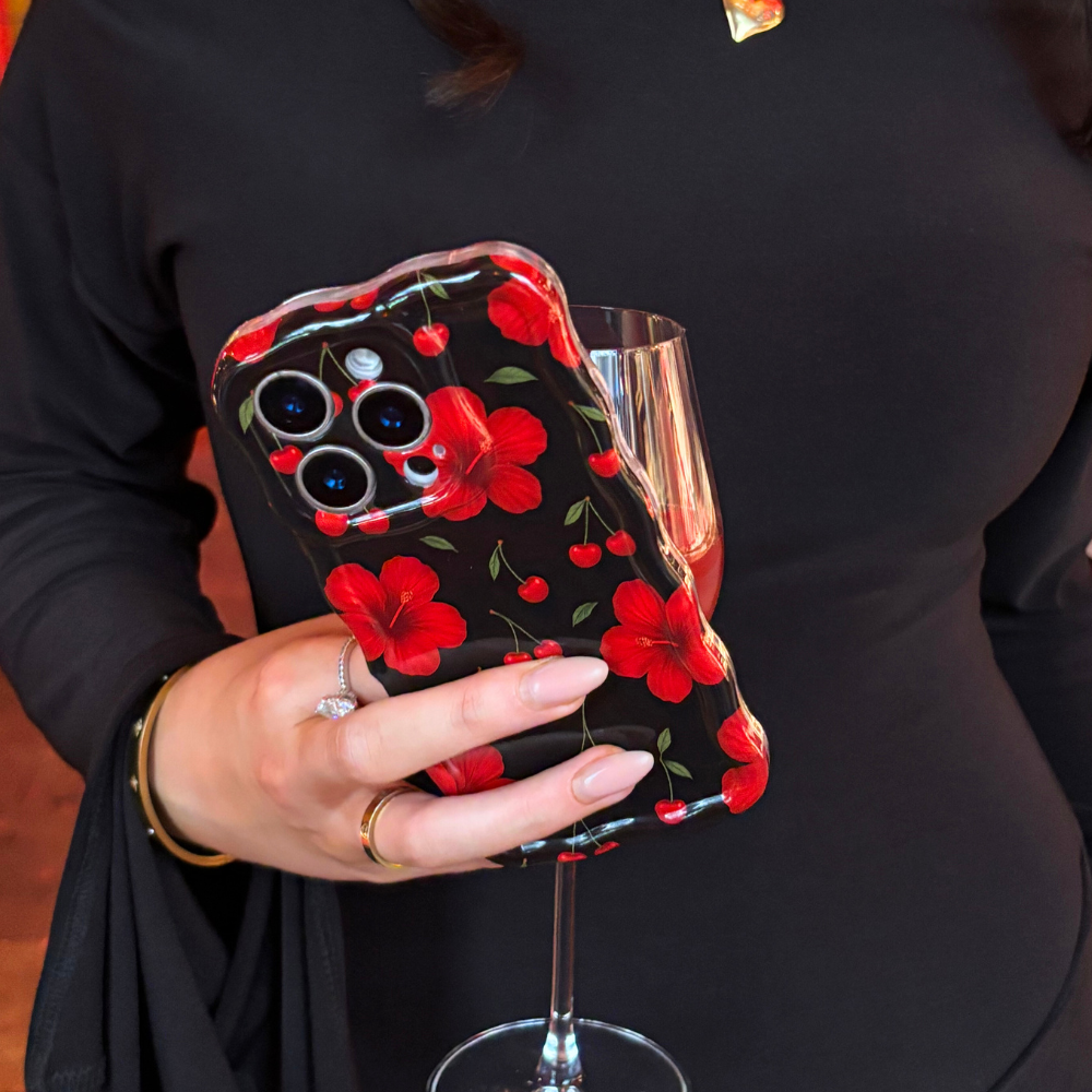 Wavy Phone Case - Cherry Hibiscus