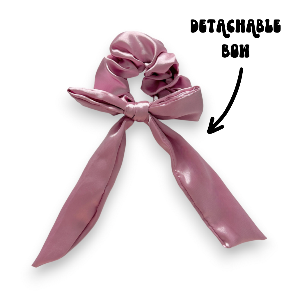 Satin Bow Scrunchie - Peony Pink