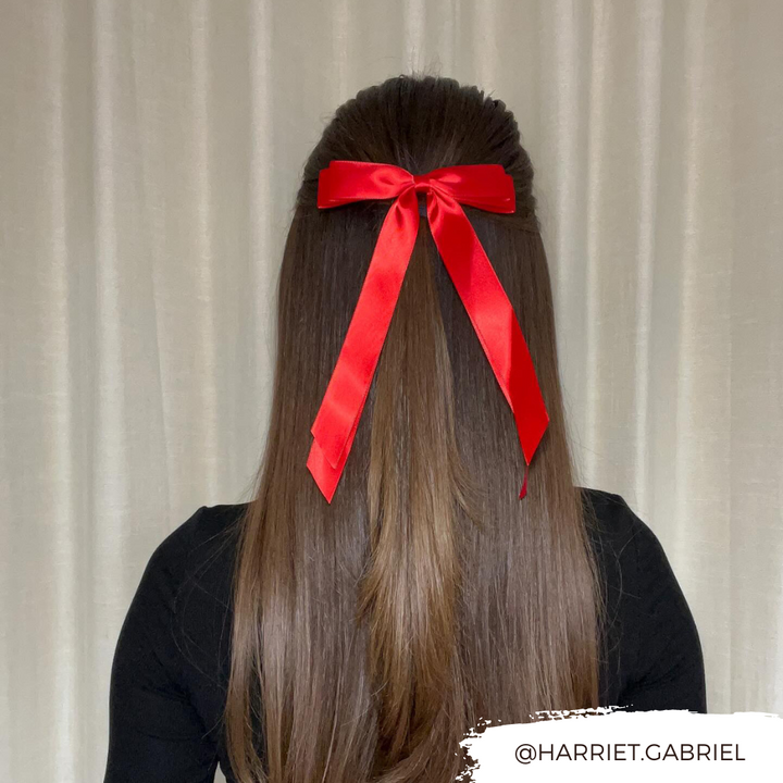 Ribbon Bow Clip - Rose Red