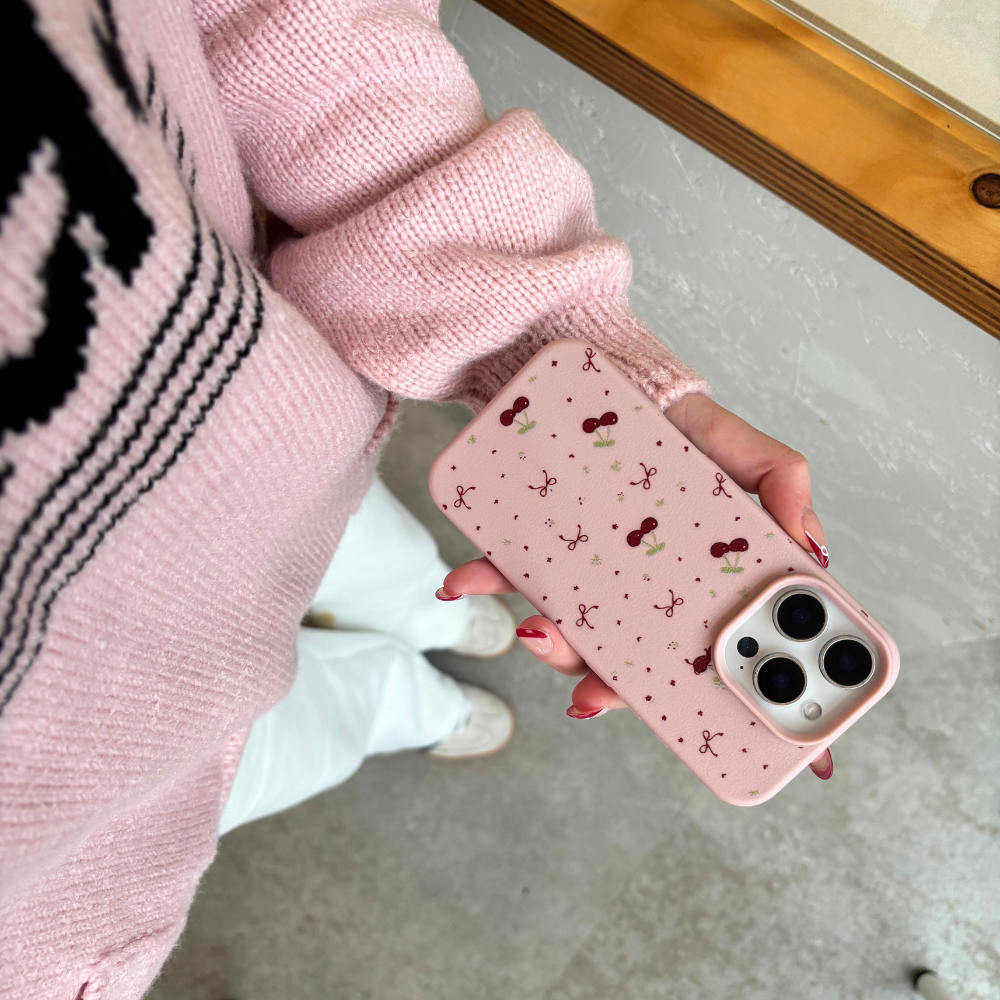 NEW - Ditsy Bows & Cherries Phone Case - Pink