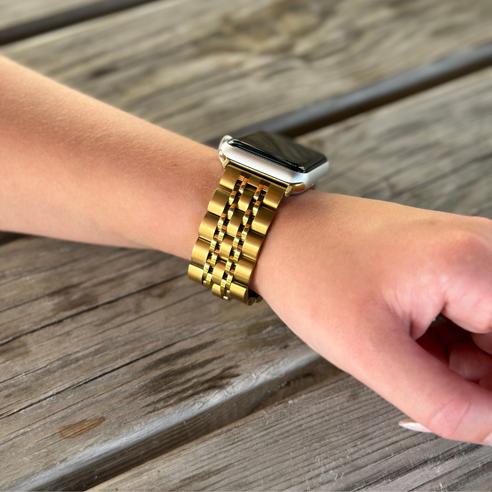Stainless Steel Apple Watch Strap Gold