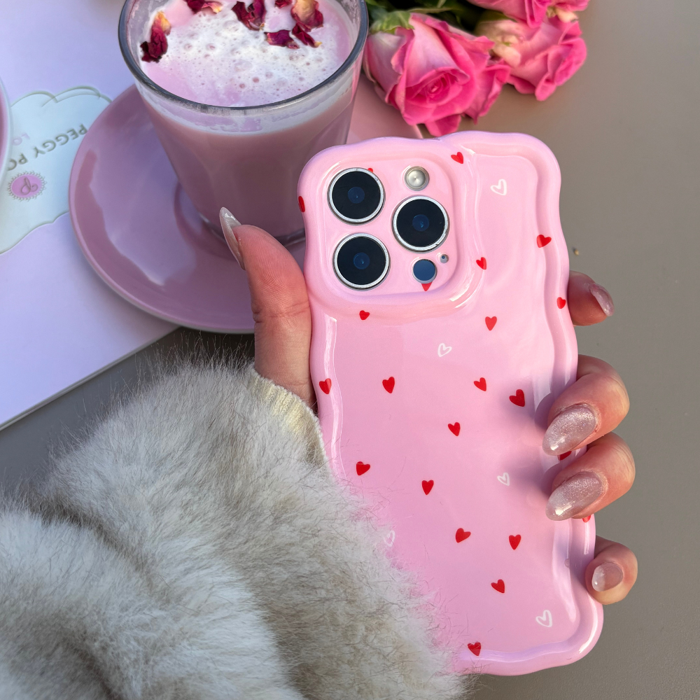 Wavy Phone Case - Cute Hearts