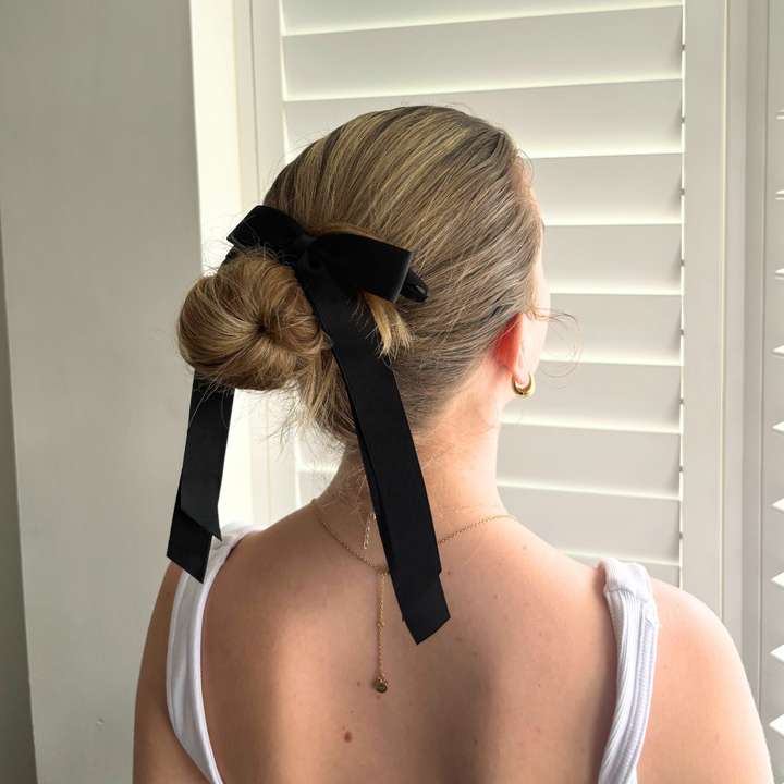 Ribbon Bow Clip - Black