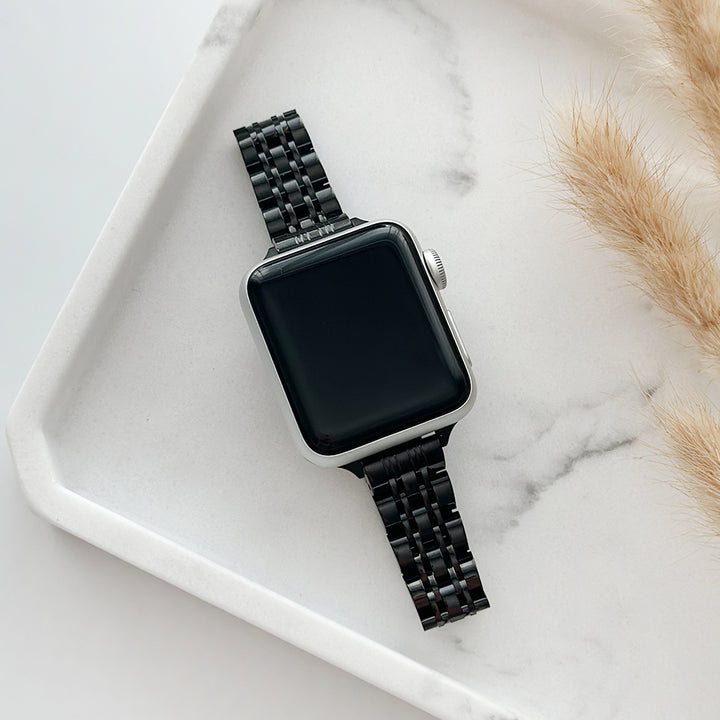 Slim Stainless Steel Apple Watch Strap - Black