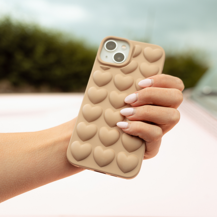 3D Hearts Phone Case - Matte Nude