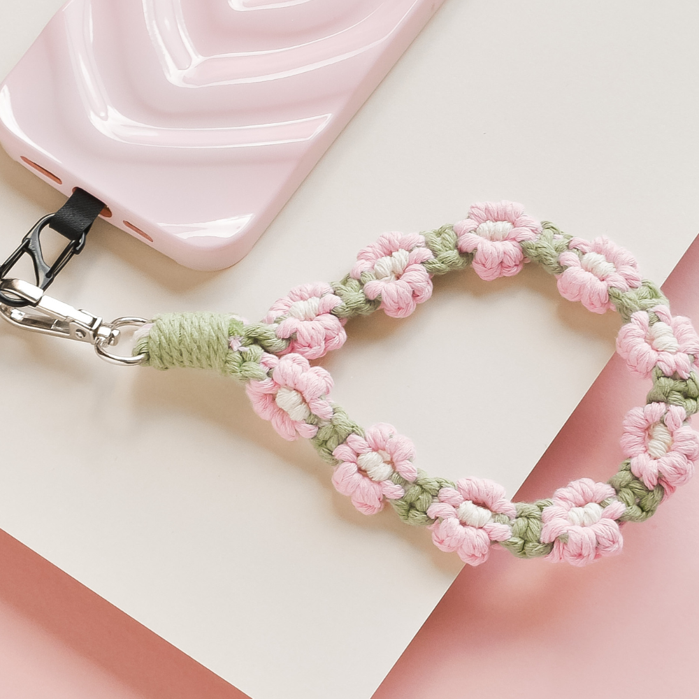 Crochet Flower Phone Strap Bundle - Pink