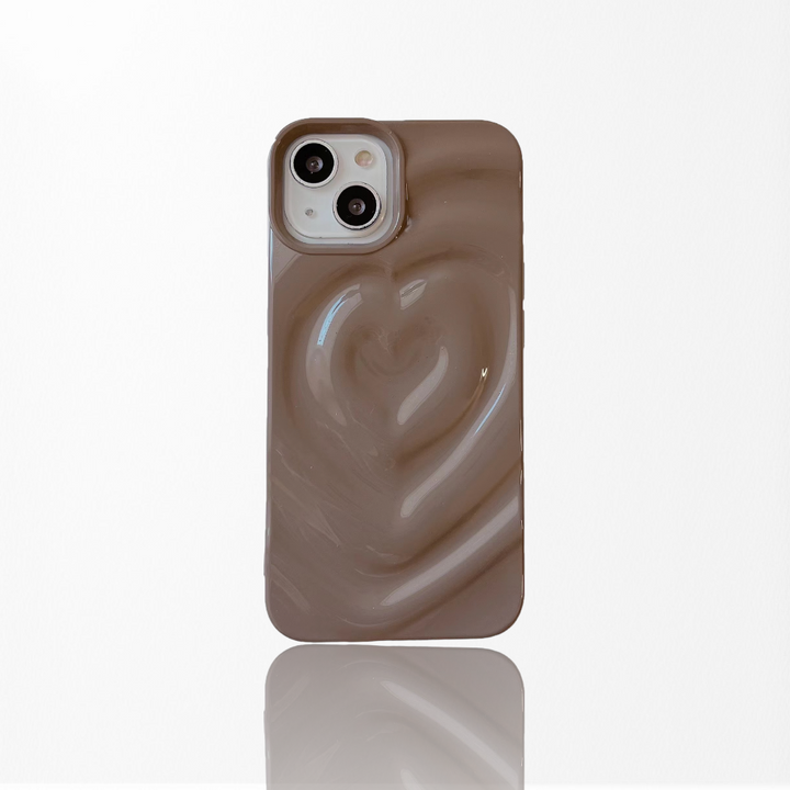 Textured Melting Heart Phone Case - Chocolate Brown