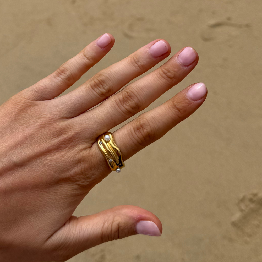 Tide Set Pearl Ring