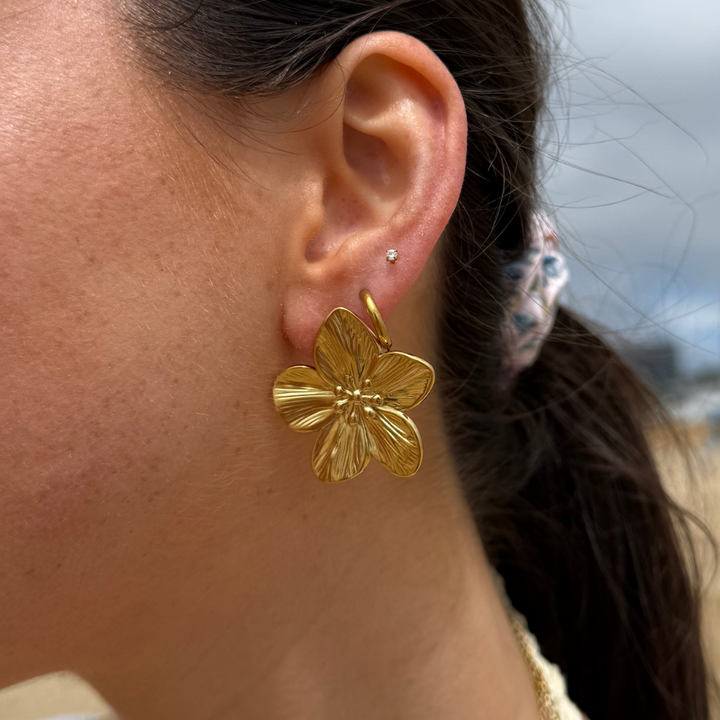 Golden Hibiscus Earrings