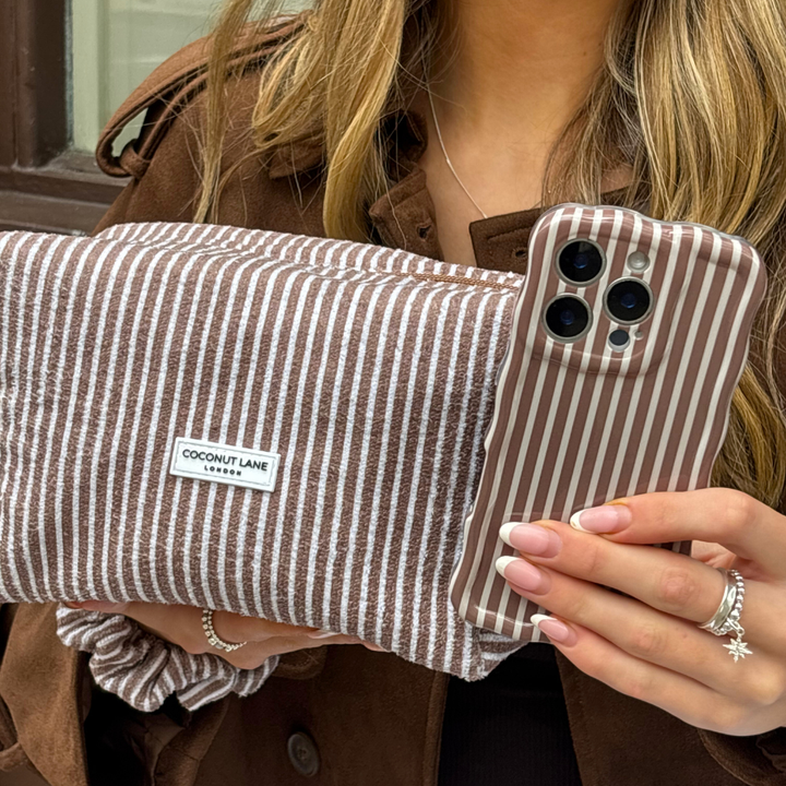 Towel Makeup Bag - Chestnut Stripes