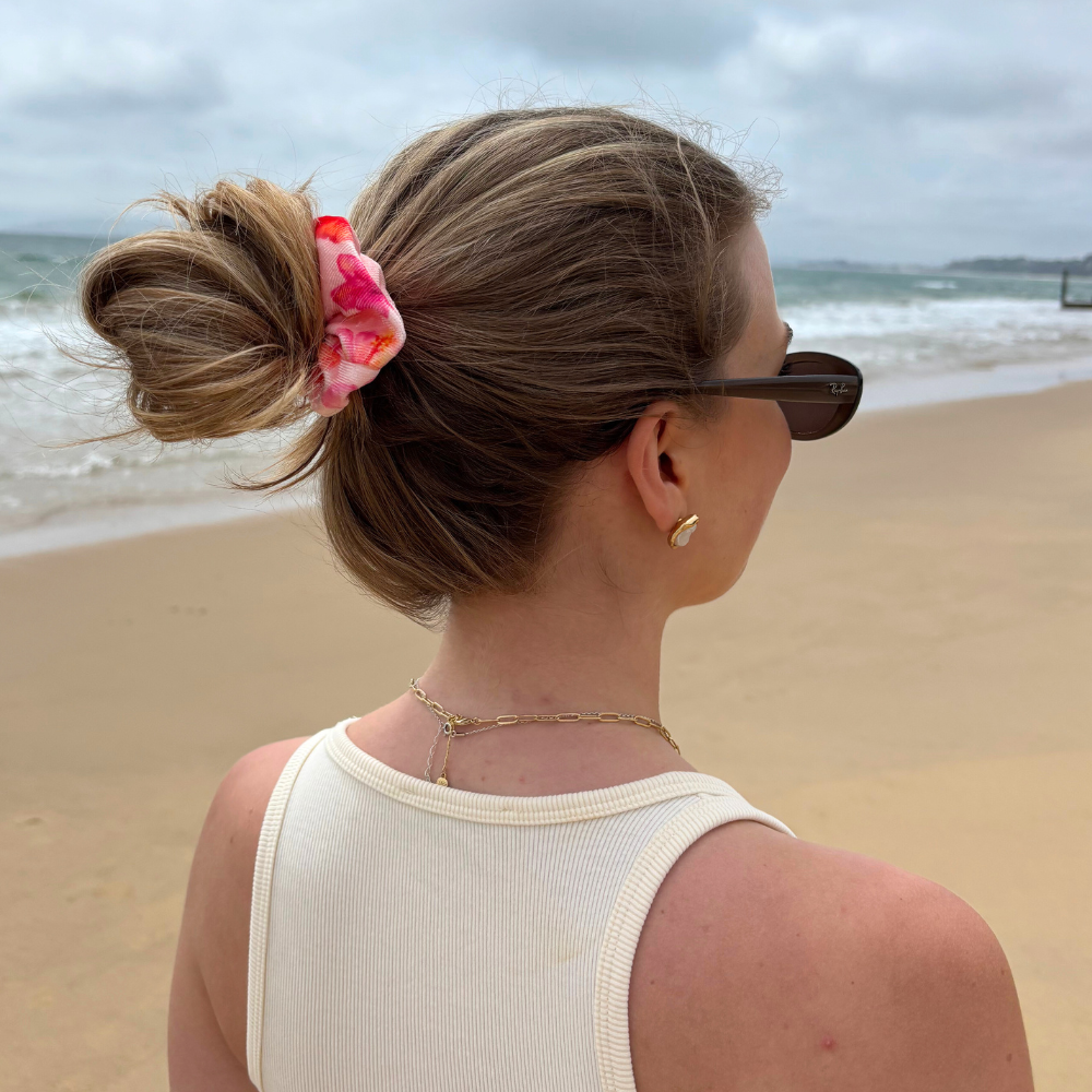 Island Girl Pink Hibiscus Scrunchie