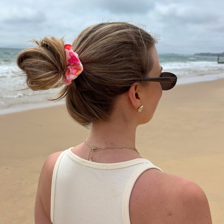 Island Girl Pink Hibiscus Scrunchie