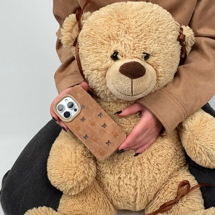 Suedette Phone Case - Bears & Bows