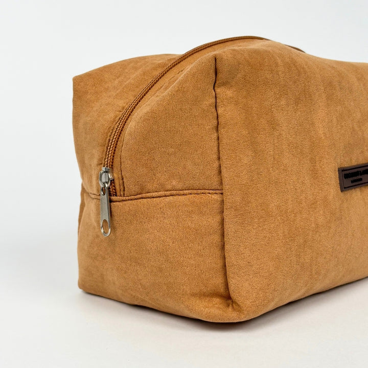 Suedette Makeup Bag - Tan
