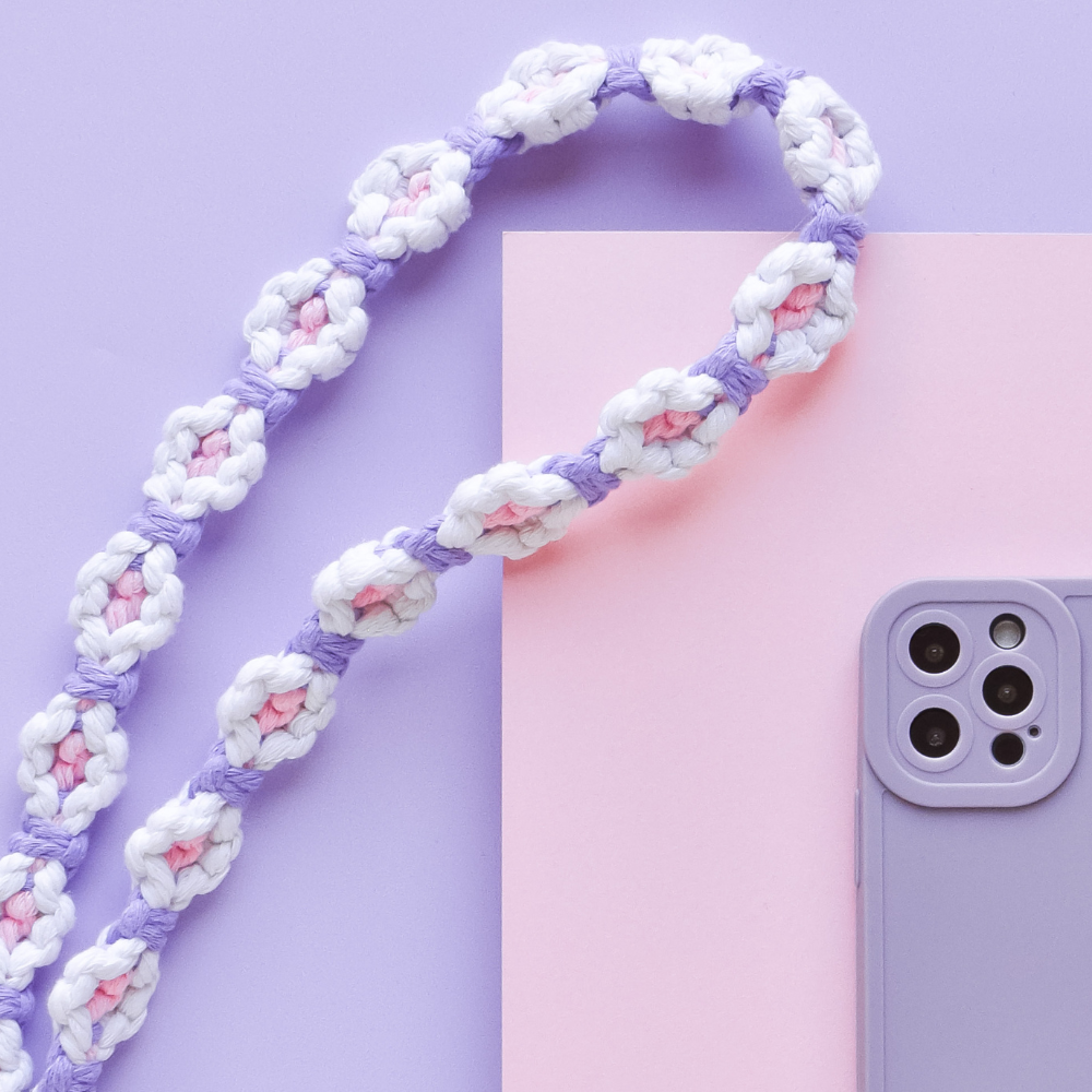 Crochet Flower Phone Lanyard Bundle - Lilac