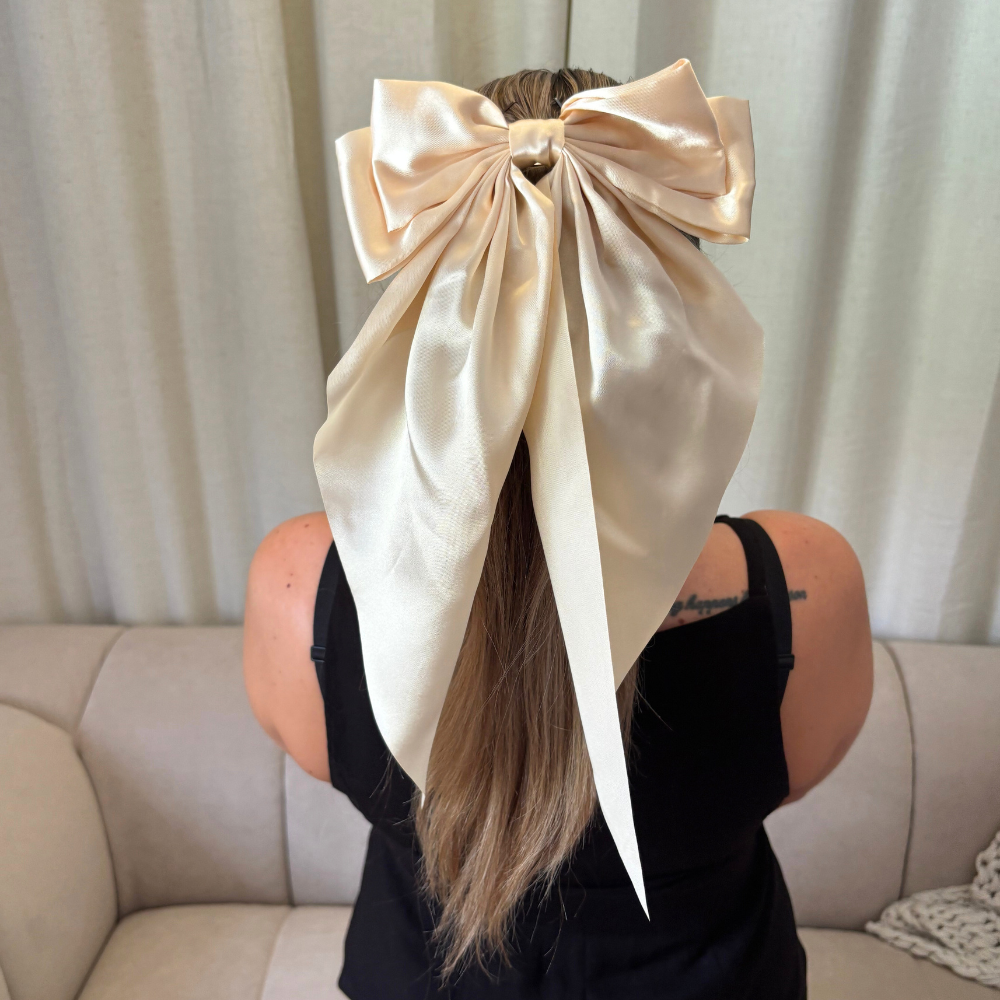 Big Bow Hair Clip - Nude