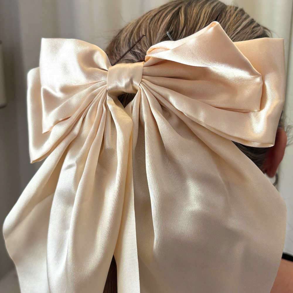 Big Bow Hair Clip - Nude