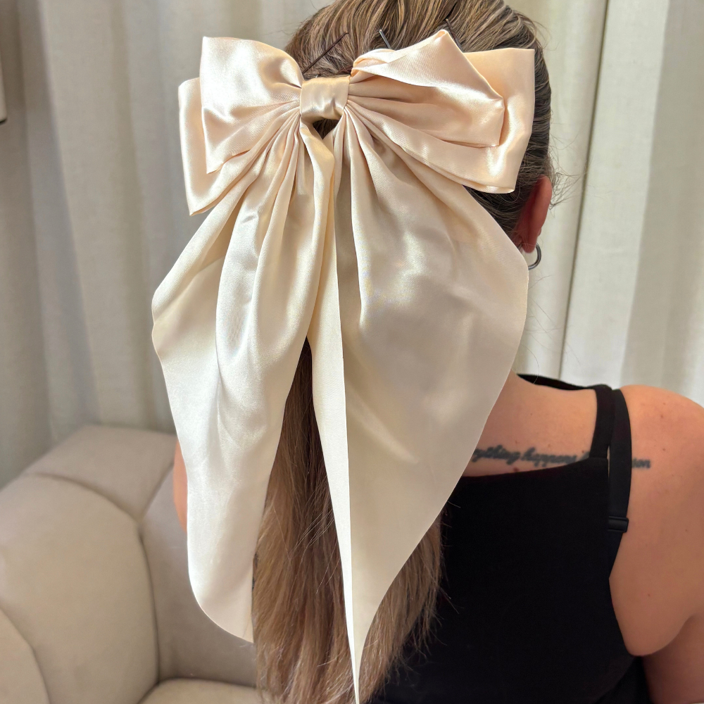 Big Bow Hair Clip - Nude