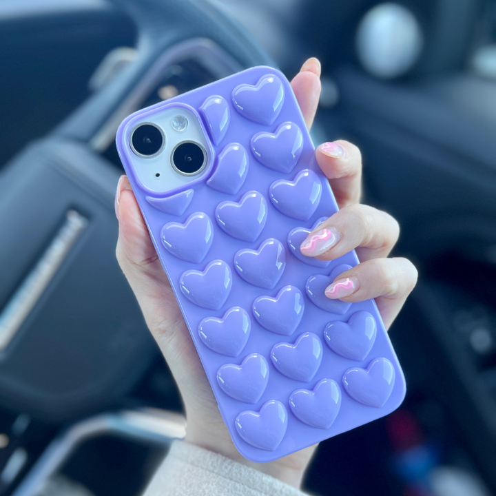 3D Heart Phone Case - Deep Lilac
