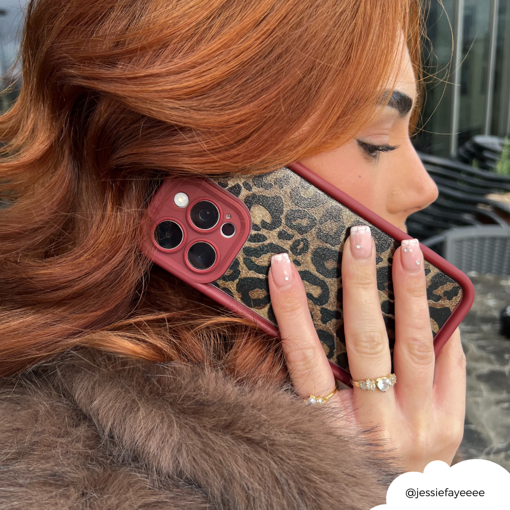 Burgundy Leopard Phone Case, iPhone 14 Plus Burgundy Leopard Phone Case, iPhone 14 Plus