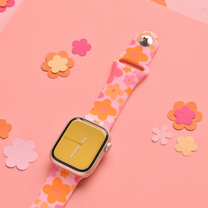 Pink & Orange Bloom Apple Watch Strap