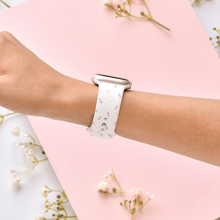 Ditsy Floral White Apple Watch Strap