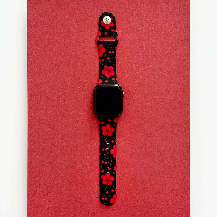 Cherry Hibiscus Apple Watch Strap