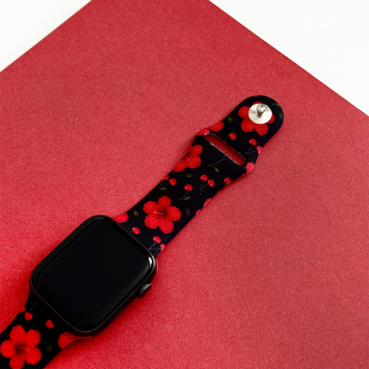 Cherry Hibiscus Apple Watch Strap