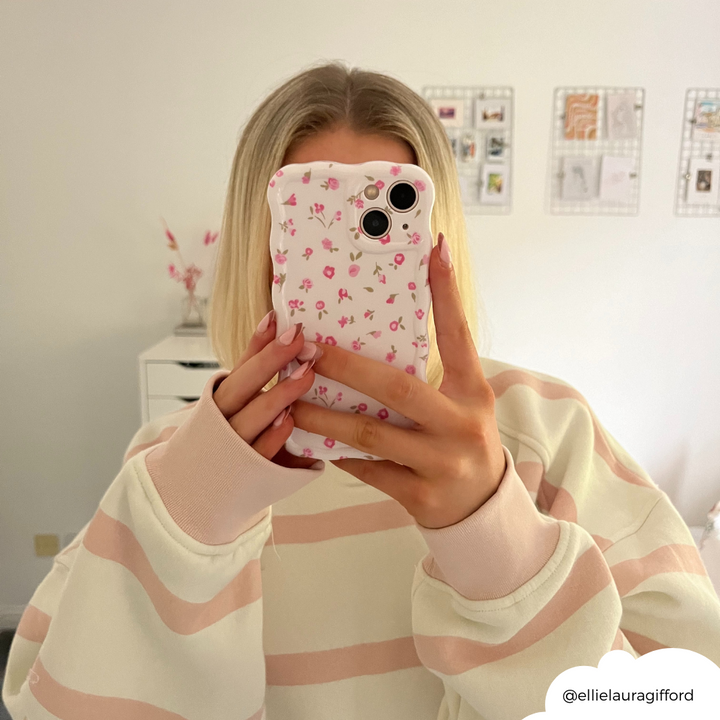 Wavy Phone Case - Pink Watercolour Flowers