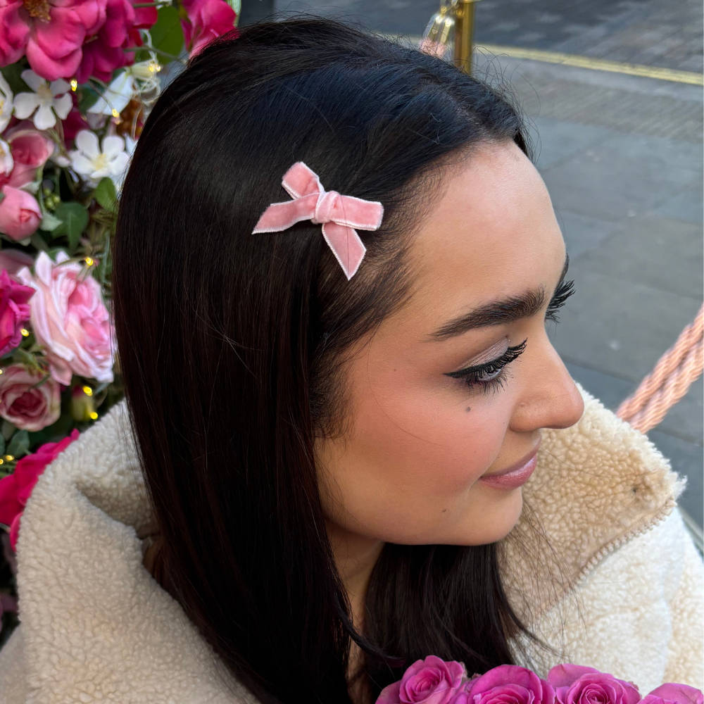 Peony Pink Mini Bow Hair Clips