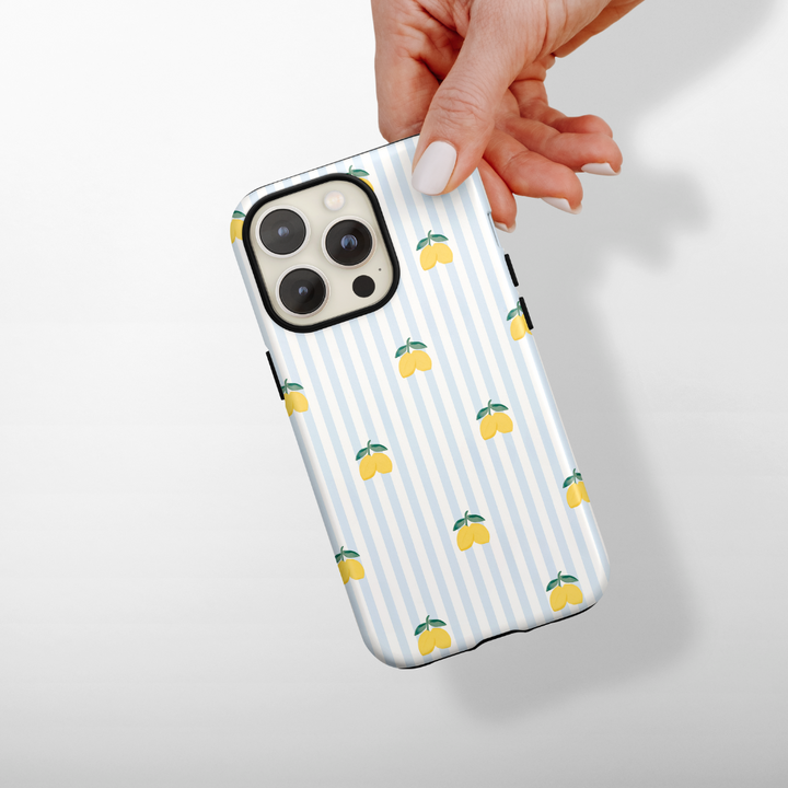Tough MagSafe® Phone Case - Blue Stripe Lemons