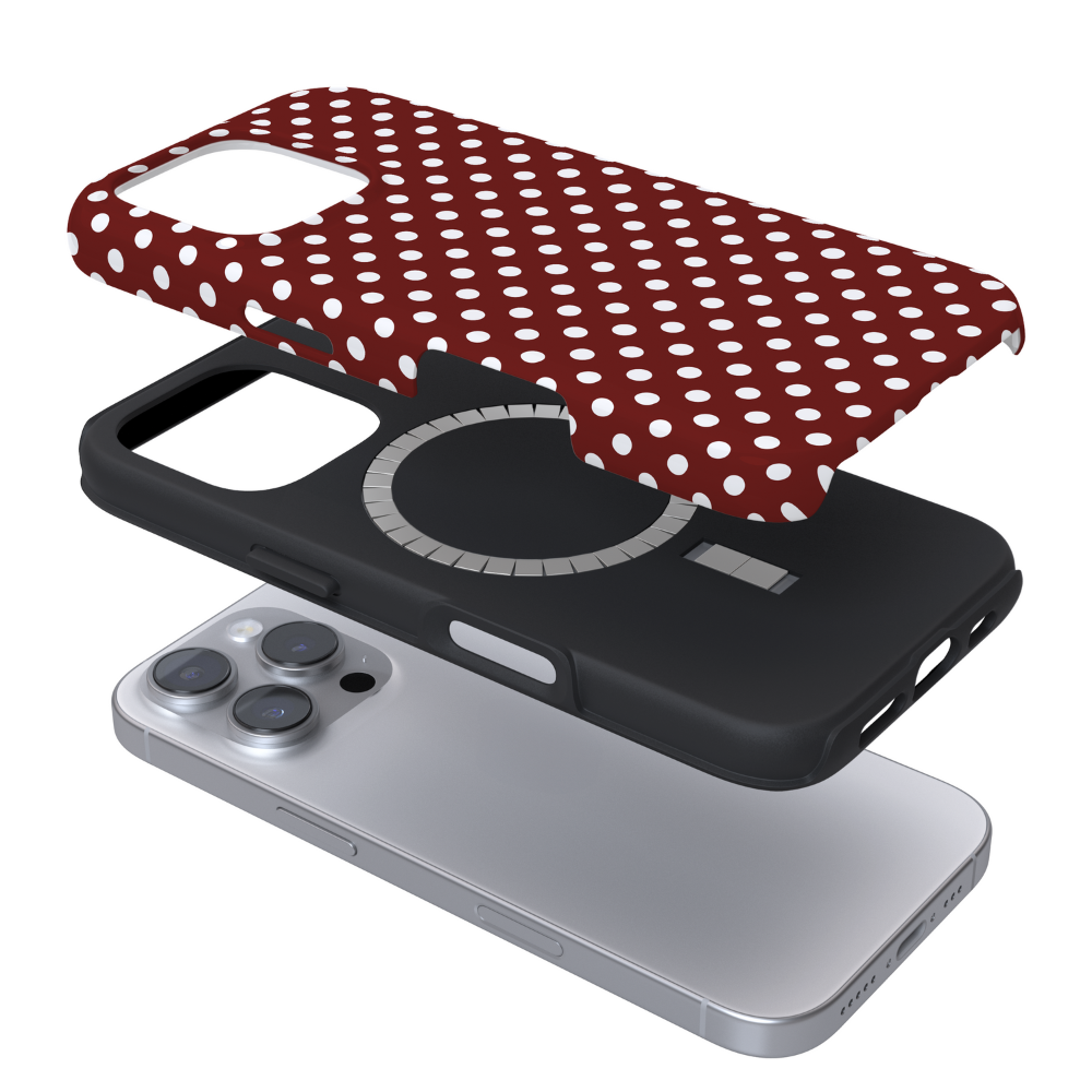 Tough MagSafe® Phone Case - Burgundy Polka Dot