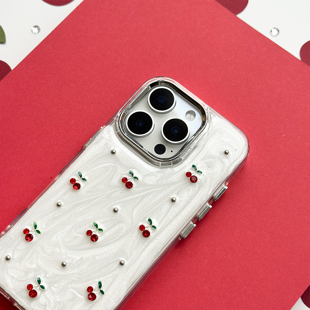 Cherry Pearl Phone Case, iPhone 15 Pro Max Cherry Pearl Phone Case, iPhone 15 Pro Max