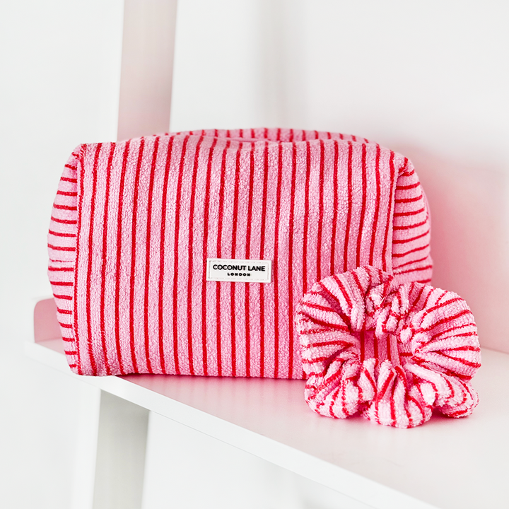 Cherry Stripes Towel Makeup Bag & Scrunchie Set