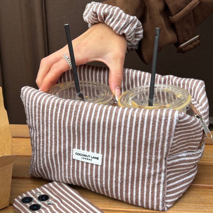 Towel Makeup Bag - Chestnut Stripes