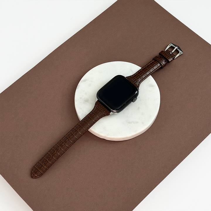 NEW - Vegan PU Croc Leather Apple Watch Strap - Chocolate