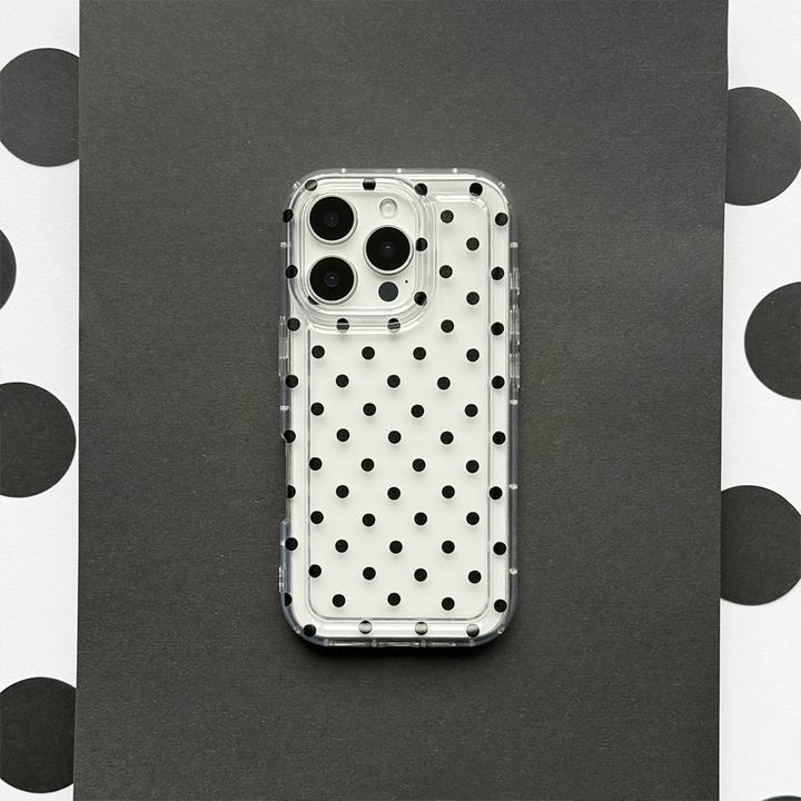Clear Phone Case - Black Polka Dot