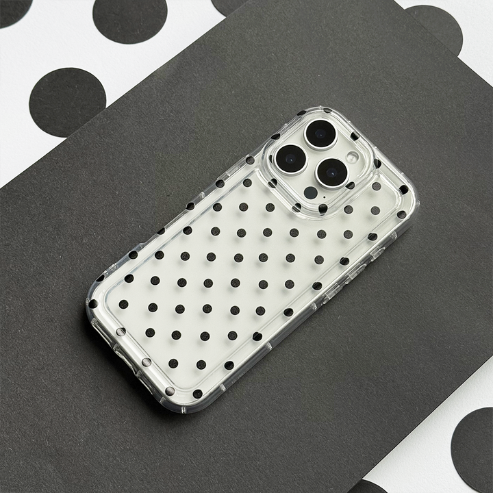 Clear Phone Case - Black Polka Dot