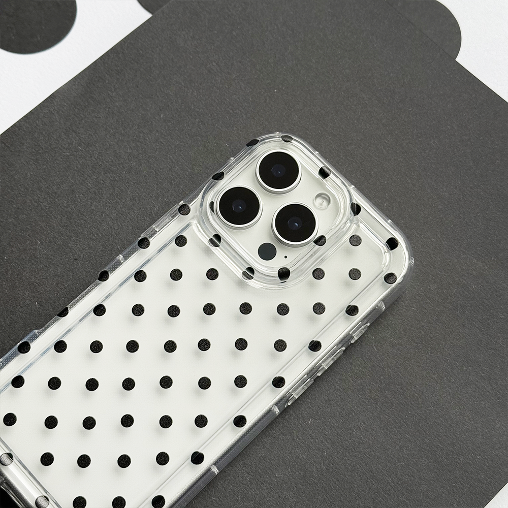 Clear Phone Case - Black Polka Dot