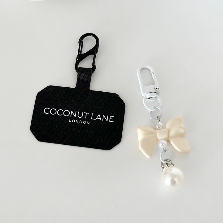 Coquette Bow Phone Keyring Bundle - Cream