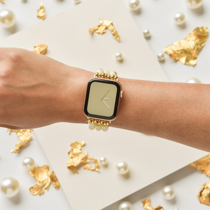 Nude & Pearl Beaded Apple Watch Strap