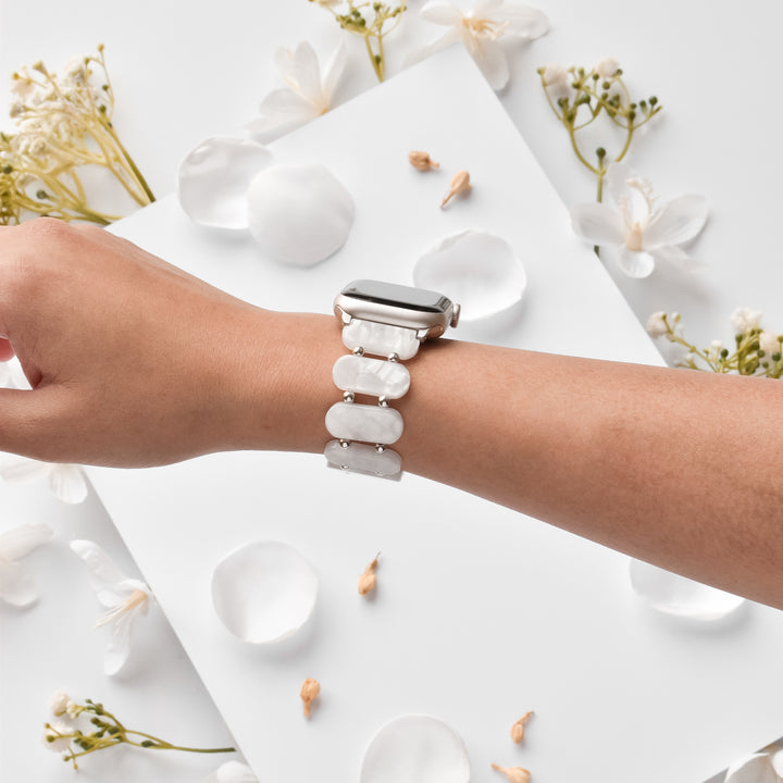 White Pearl Beaded Apple Watch Strap