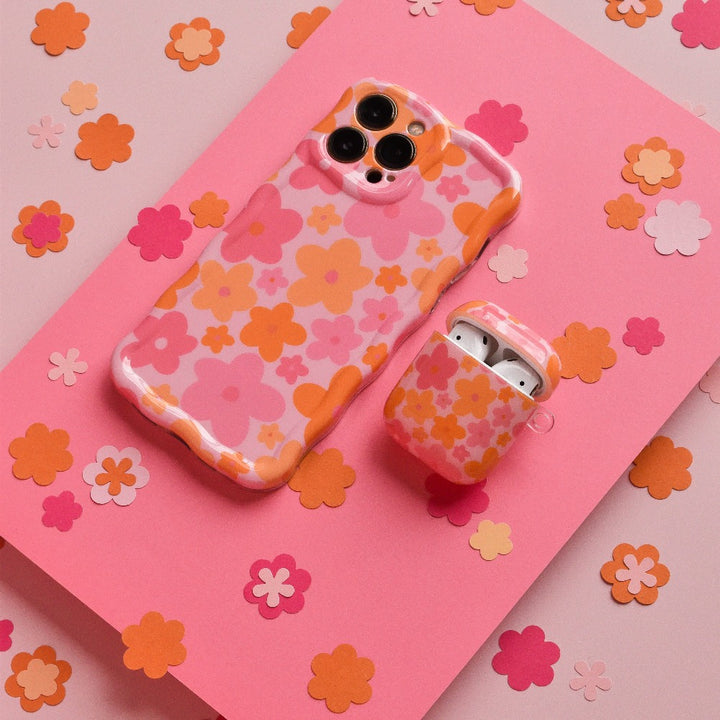 Wavy Phone Case - Pink & Orange Bloom