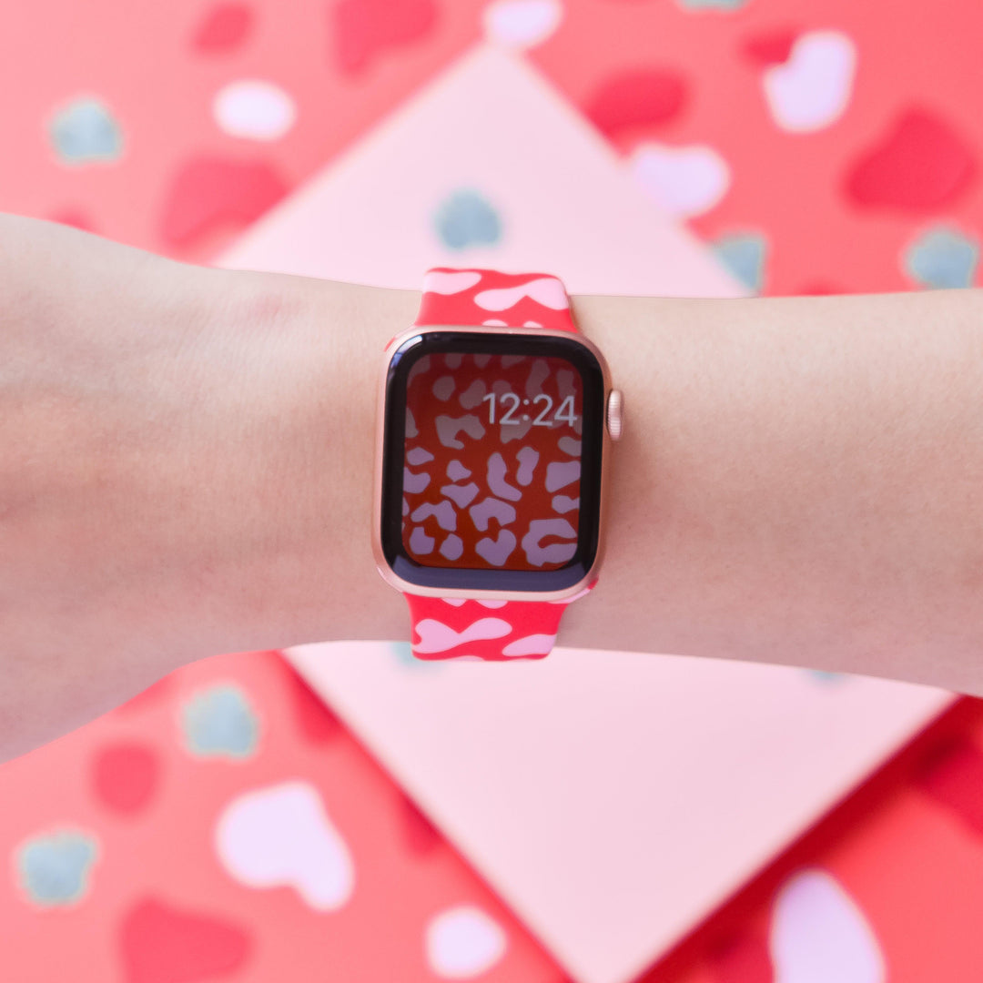 Red & Pink Leopard Apple Watch Strap