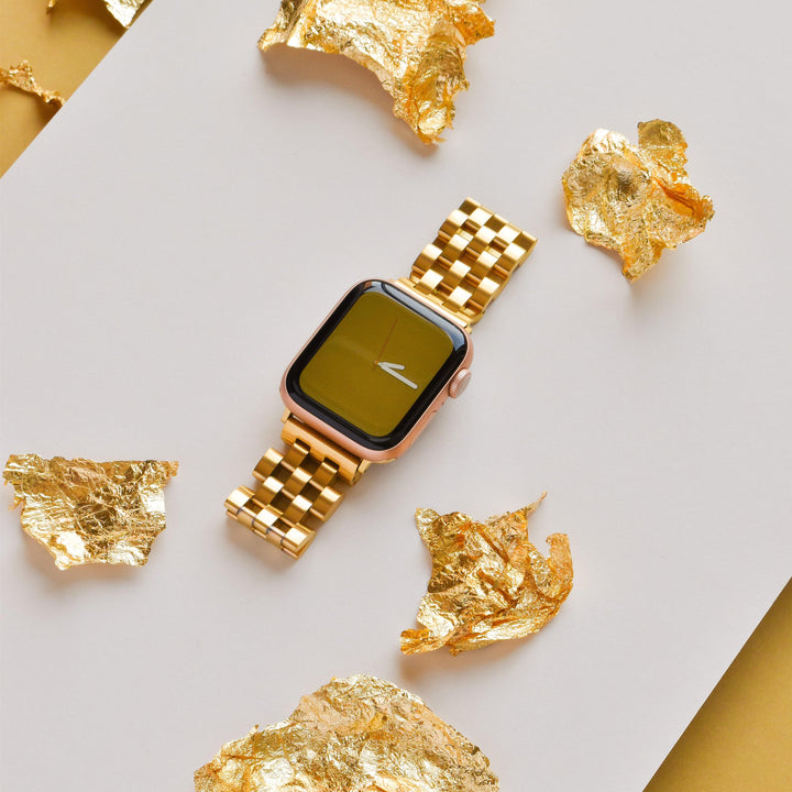Stainless Steel Lattice Apple Watch Strap - Gold