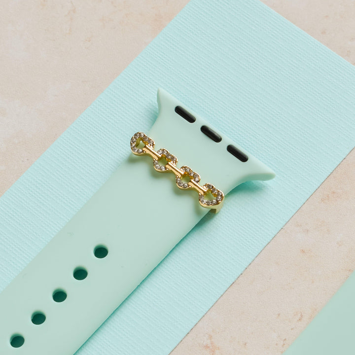 Watch Strap Charm - Gold Heart Link
